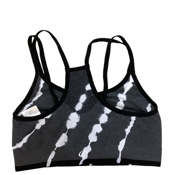 SPALDING Dark Gray & White Tie Dye Criss Cross Strappy Sports Bra-Size Medium - Picture 6 of 9